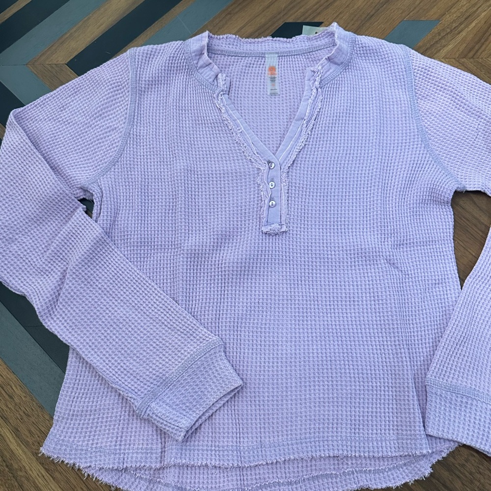 Mono B Lavender Waffle Knit Top